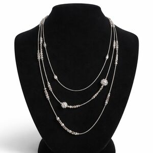 Chico’s Silver Hexie Multistrand Necklace NWT